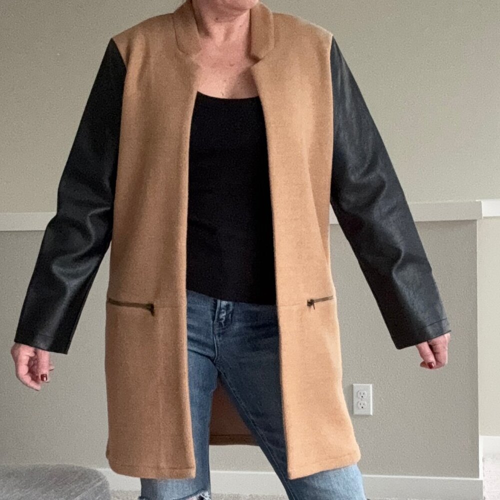 Camel and Black Sweater Coat